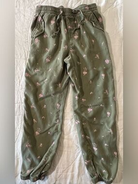 GAP Kids Olive Green Floral Jogger Pants